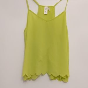 Neon green scallop open back tank